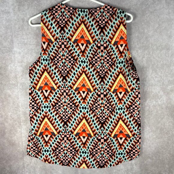 Renee C. Geometric Tribal Sleeveless Blouse – Size Large, Made in USA - Picture 3 of 6